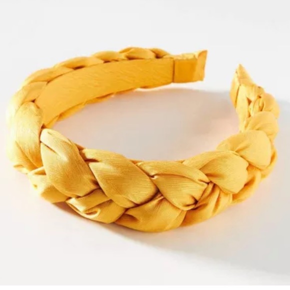Anthropologie Accessories - Anthropologie Yellow Velvet Braided Headband